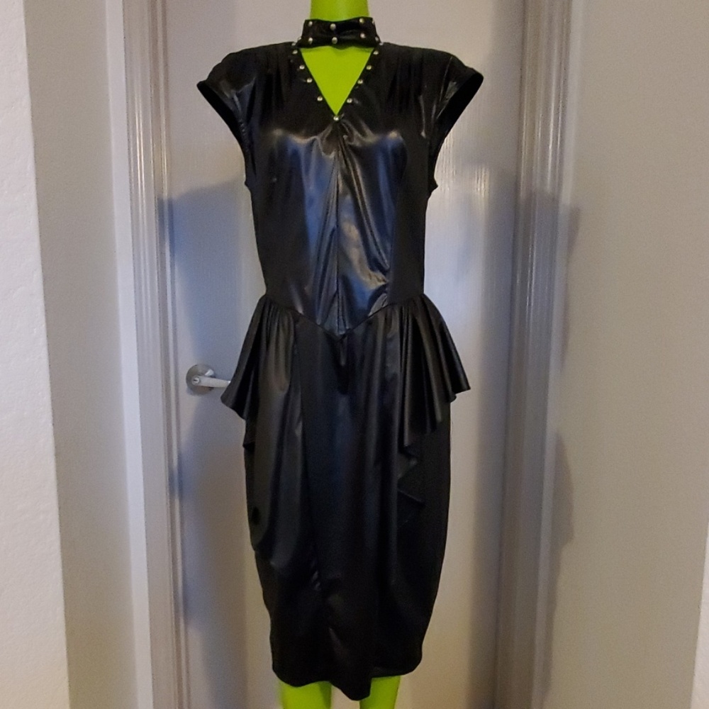 NEW / VINTAGE 1980s  FAUX LEATHER dress. Tags attached! DRESS - NEW